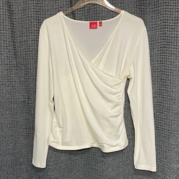ANNE KLEIN Crossover Top, Cream - Picture 1 of 4